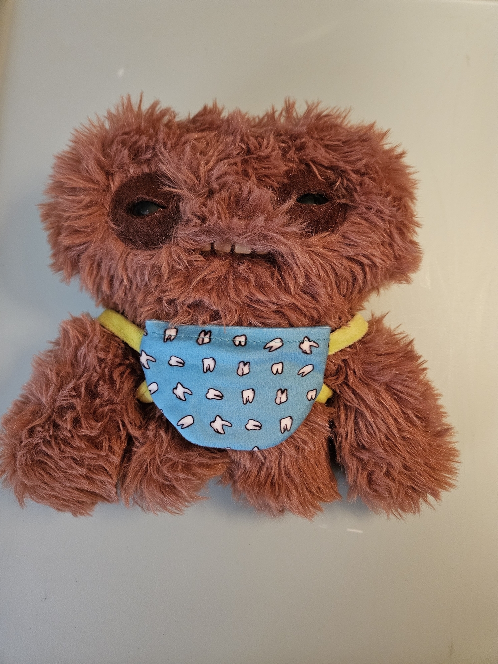 Fuggler Funny Ugly Monster Plush Brown Blue Tooth Bib Stuffed Animal Toy